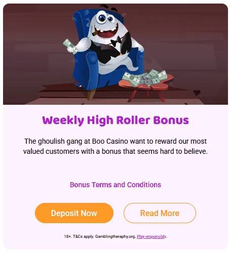 Boo Casino High Roller Bonus