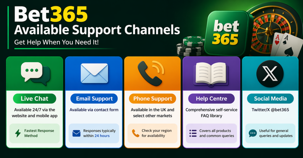 Bet365 support channels page