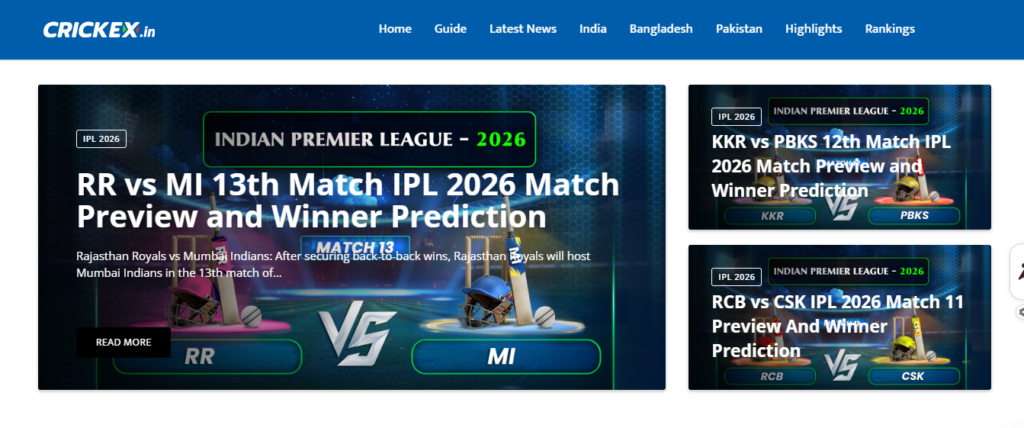 Crickex App review home page