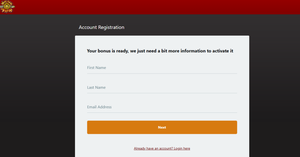 Golden Tiger SignUp Page