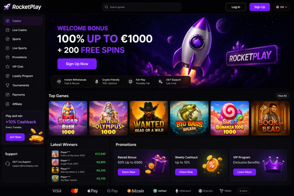 RocketPlay Casino Review-Home Page