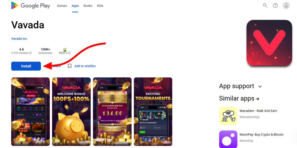 Vavada Casino App Download Page