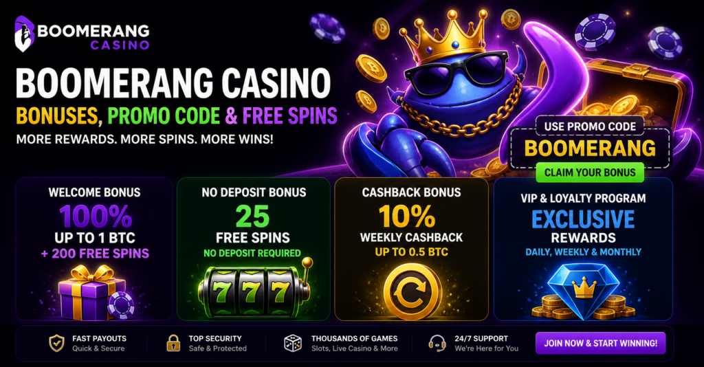 Boomerang Casino Bonuses, Promo Code Page
