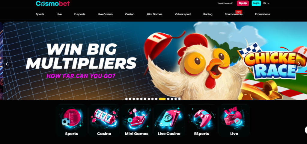 Cosmobet Casino Review-Home Page