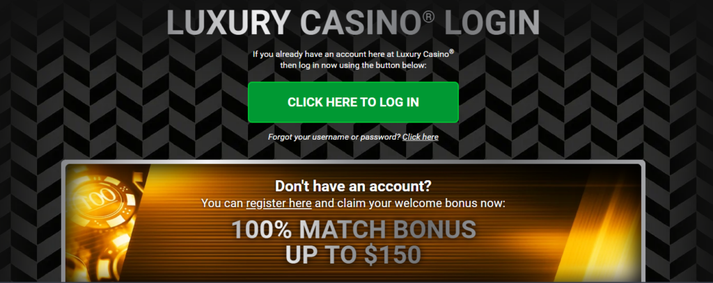 Luxury Casino Login Page